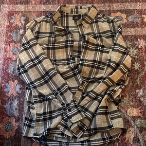 H&M Men's Casual Plaid Shirt - Black and Tan